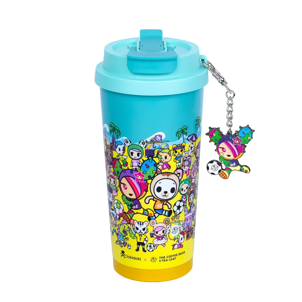 TOKIDOKI 17.6 OZ TUMBLER WITH METAL CHARM (AQUA)