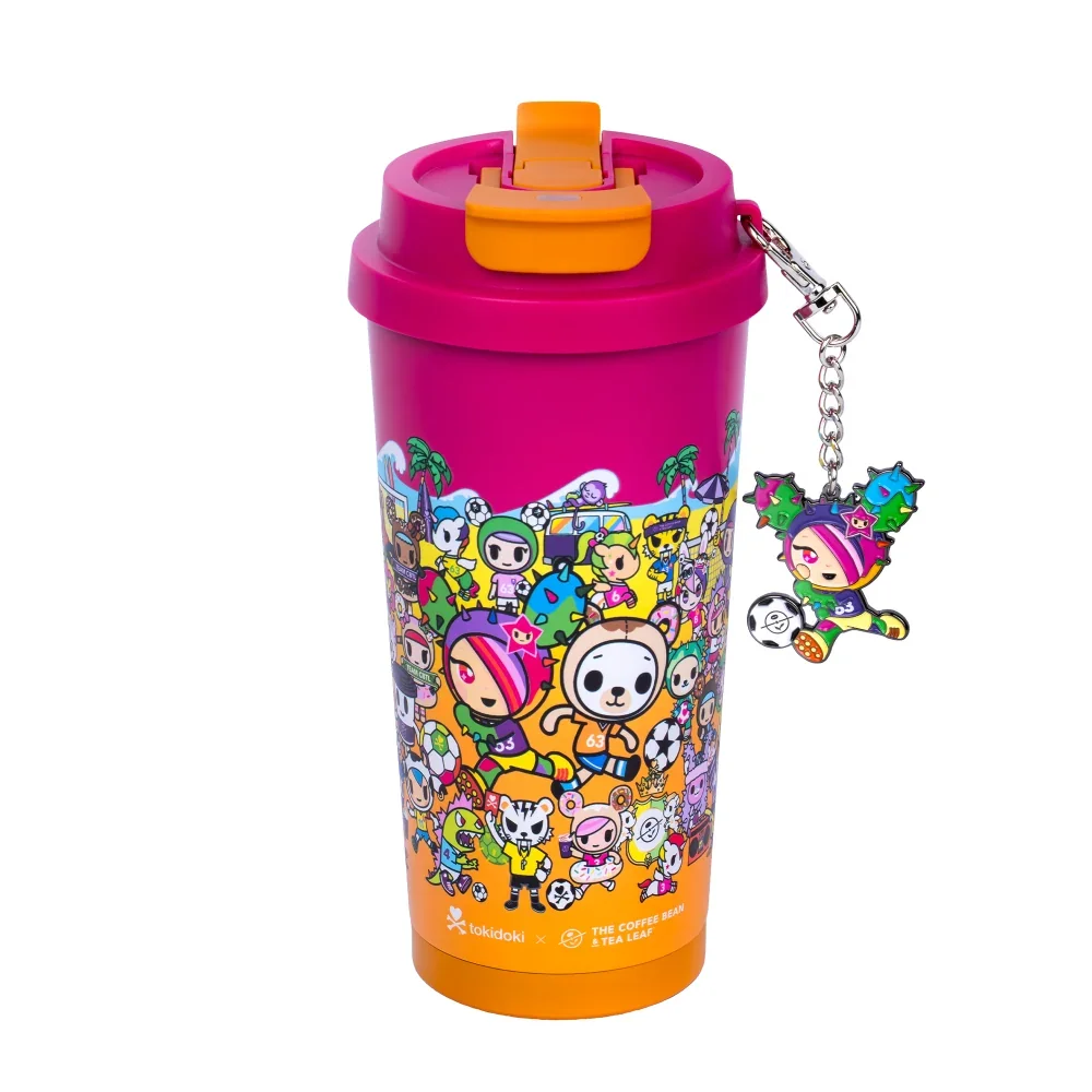 TOKIDOKI 17.6 OZ TUMBLER WITH METAL CHARM (PINK)