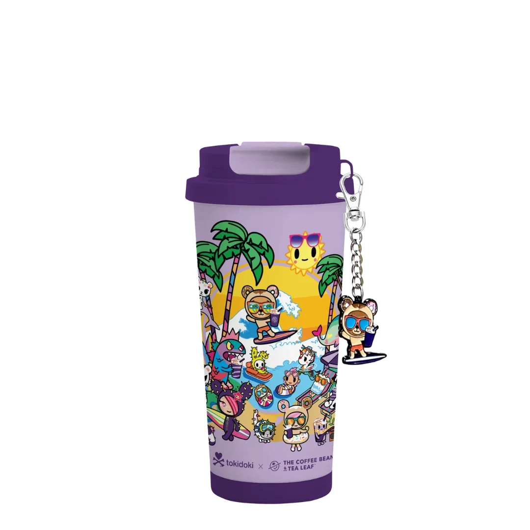 TOKIDOKI 17.6 OZ TUMBLER WITH CHARM (PURPLE)