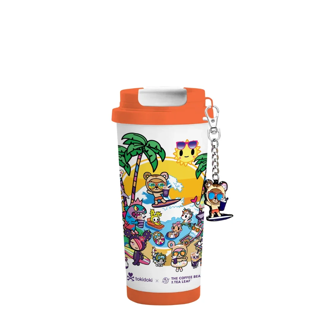 TOKIDOKI 17.6 OZ TUMBLER WITH CHARM (ORANGE)