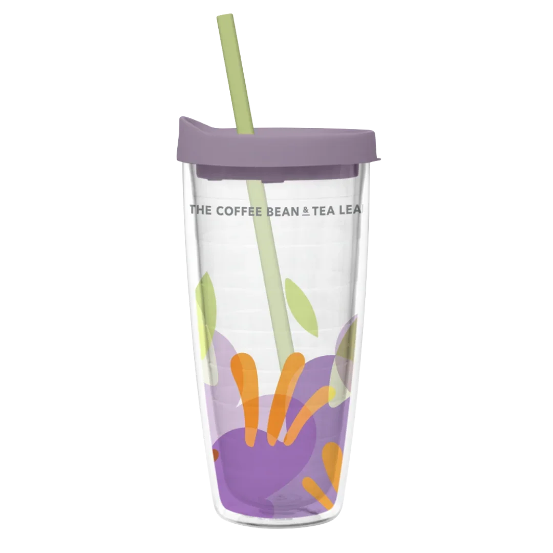 22 OZ TALL PLASTIC TUMBLER W/ STRAW (LILAC)